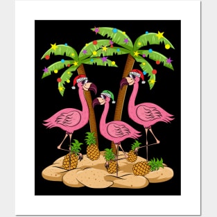 Christmas at the Beach Pink Flamingo Summer Christmas In July Gift Posters and Art